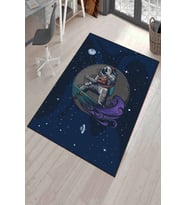Lacivert Kaymaz Tabanlı Uzay Astronotlu Çocuk Halısı AR1012