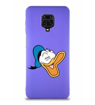 Xiaomi Redmi Note 9 Pro Soft Premier Kapak Donald Duck-E Tasarımlı Silikon Kılıf - Mor (Şeffaf)