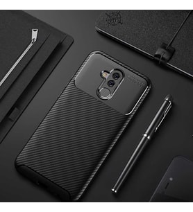 Huawei Mate 20 Lite Kılıf Karbon Silikon Case (Siyah)
