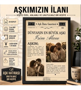 Kişiye Özel Babalar Günü Gazetesi A4 Çerçeveli MDF Tablo