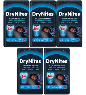 Drynites Emici Gece Külodu/Külot Bez Erkek 4-7 Yaş 17-30KG Small 50Adet 5PK*10 Alt Islatmalara Karşı