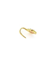 Pembe Zirkon Taşlı 925ayar Gümüş Üzerine   Altın Kaplama İtalyan Sıkıştırmalı Earcuff Kıkırdak Küpesi