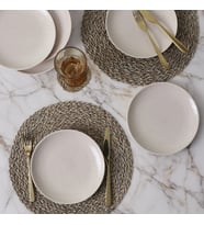 Keramika Kumlu Krem Rölyefli Pasta Tabağı 21 Cm 6 Adet Q32