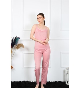 Akbeniz Kadın İp Askılı Somon Pijama Takım 4136