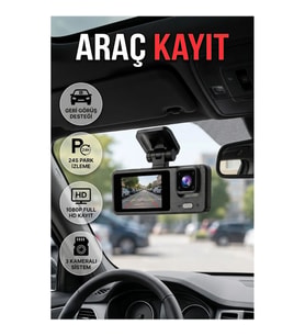 3 Kameralı Araç Kayıt Sistemi – 1080P Full HD DVR, Geri Görüş ve Park Modu