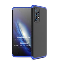 Microsonic Samsung Galaxy A73 5G Kılıf Double Dip 360 Protective Siyah Mavi (Siyah-Mavi)