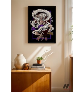 One Piece Luffy Gear 5 Poster, Siyah Çerçeveli Duvar Tablosu - Anime Severlere Özel