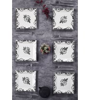 6'lı Şık Tasarım Handmade Black Rose Desen Pasta Tabak Seti Sunum Seti Servis Tabakları Tatlı Tabağı 20cm