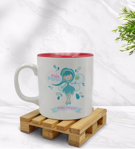 BK Gift Kişiye Özel Evin Perisi Tasarımlı İçi Kırmızı Renkli Kupa Bardak Model 4