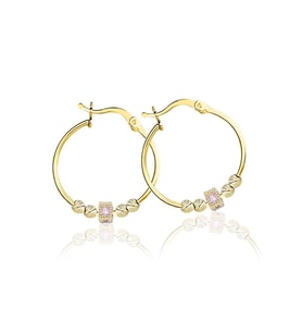 Pandora Model Açık Pembe Taşlı Küpe (Altın)