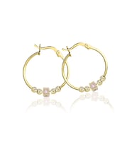 Pandora Model Açık Pembe Taşlı Küpe (Altın)