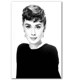 Cakatablo Audrey Hepburn Siyah Beyaz Portre MDF Tablo