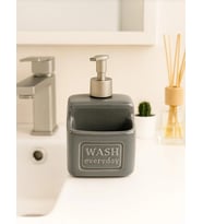 Şık ve Pratik Seramik Süngerlikli Sıvı Sabunluk/Deterjanlık, Gri, 500 ml (Tatlı Gri)