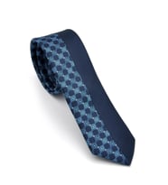 Mavi ve Lacivert Pano Desenli Dokuma Kumaş Slim Fit Kravat // KPK014 (Renksiz)