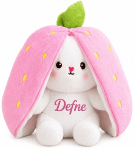 [ İSTEDİĞİNİZ İSMİ YAZIYORUZ ] 55 cm Peluş Pembe Çilek Tavşan Sevgiliye Kuzene Kız Erkek Çocuğa Doğum Günü & Özel Gün