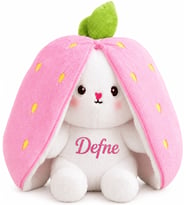[ İSTEDİĞİNİZ İSMİ YAZIYORUZ ] 55 cm Peluş Pembe Çilek Tavşan Sevgiliye Kuzene Kız Erkek Çocuğa Doğum Günü & Özel Gün
