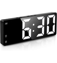 Aynalı Alarm Saat Takvimli Termometre Led Dijital Modern Masa Saati (Siyah)