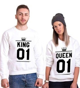 Tshirthane King Queen 01 Sevgili Kombinleri Sweatshirt Kombini (Tek Ürün Fiyatıdır.)