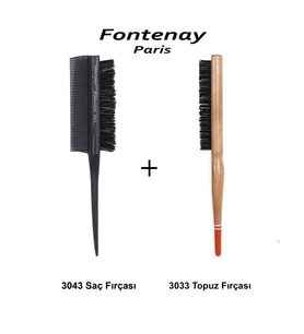 Fontenay Profesyonel 3043 Topuz Fırçası Krepe Şiş Tarak 3 In 1 ve 3033 Topuz Fırçası 2'Li Fırça Seti