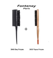 Fontenay Profesyonel 3043 Topuz Fırçası Krepe Şiş Tarak 3 In 1 ve 3033 Topuz Fırçası 2'Li Fırça Seti