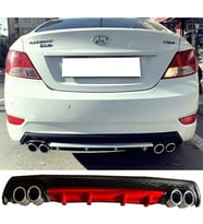 Hyundai Accent Blue Kırmızı Difüzör Çiftli Yuvarlak Egzoz Görünümlü D Tip Difizör