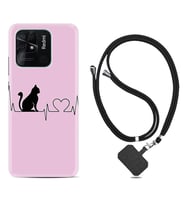 Xiaomi Poco X3 Pro M4 Pro X4 Pro C40 10C Kılıf Boyun Askılı Silikon Pink Cat Heart 1303