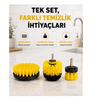 Mey İthalat® 3’lü Matkap Temizlik Fırçası Seti – Banyo, Mutfak ve Araç Jantı İçin Etkili Yeni Nesil