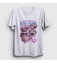 Presmono Unisex Beyaz Moo Deng Hipopotam Hippopotamus T-Shirt 503721tt