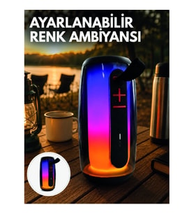 Mey İthalat® RGB Aydınlatmalı Kablosuz Bluetooth Hoparlör USB Bellek TF Kart Destekli