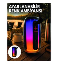 Mey İthalat® RGB Aydınlatmalı Kablosuz Bluetooth Hoparlör USB Bellek TF Kart Destekli