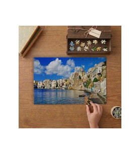 Yunanistan Sahili - Ada Manzarası Tasarımı 240 parça Ahşap Puzzle Ahşap Kutuda MP01180