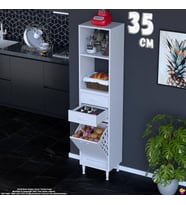 Eliusta Saye 35 cm 2 Çekmece Sepetli Kahve Köşesi Çok Amaçlı Dolap,Bakliyat Organizer Banyo Dolabı 35x181x32