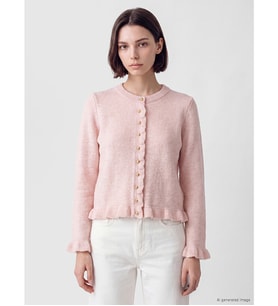 LCW Modest Pembe Bisiklet Yaka Kadın Triko Hırka