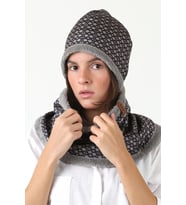 Gri Kadın Bere Ve Boyunluk 2li Set Takım Unisex Bb-098