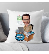 Kişiye Özel İşkolik Karikatürlü Yastık