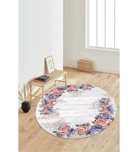 Dijital Baskılı Kaymaz Taban Yıkanabilir Yuvarlak Salon Halısı Koridor Halısı Paspas NDY-HS-454 (Çok Renkli)
