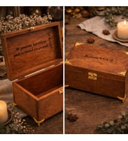 Kişiye Özel Ahşap Kutu 24x16x10 cm Kapak İçi ve Dışı Yazılabilir Özel Tasarım