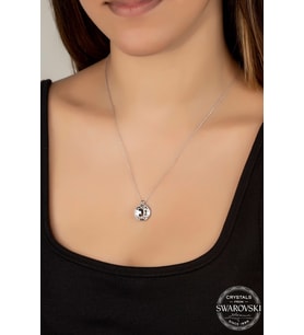 Swarovski Crystal Kadın 12 mm Çerçeveli Gümüş Kolye