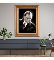 Altın Varaklı Çerçeveli Paspartulu Atatürk Tablo DC1026 (Gold)