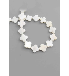 Sedef Taşı Yonca Kesim Parlak Beyaz 13x14mm Doğal Taş Dizi [AA]