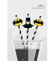 Batman Temalı Doğum Günü Parti Malzemeleri Seti 10'lu Figürlü Pipet