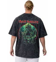 Iron Maiden Rock Metal Müzik Grubu Sırt Baskılı Unisex Oversize Vintage Yıkamalı Tişört
