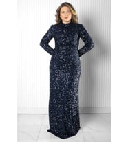 Pul Payet Abiye Elbise Lacivert MDA2539