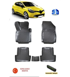Renault Clio 4 2012-2019 Yılları Arası Uyumlu 3D Havuzlu Paspas ASMA KOKU VE NUMARATÖR HEDİYELİ