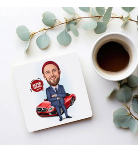 Kişiye Özel Süper Arabalı Erkek Karikatürlü Bardak Altlığı