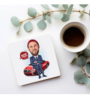 Kişiye Özel Süper Arabalı Erkek Karikatürlü Bardak Altlığı