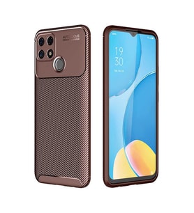 Oppo A15S Kılıf Esnek Soft Karbon Tasarım Legion Serisi (Kahverengi)
