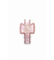 Metal Detaylı Desenli Kemik Mandal Toka - Pembe