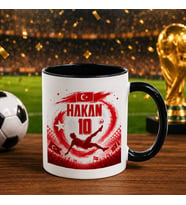 BK Gift Kişiye Özel Türkiye Taraftar Temalı 2026 Dünya Kupası Tasarımlı Siyah Kupa Bardak -8, Tek Yürek Milli Takım Ruhu