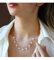 Sıra İncili Rose Gold Gümüş Kolye